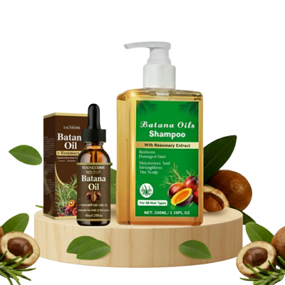KIT 2 EN 1: SHAMPOO Y ACEITE DE BATANA:
